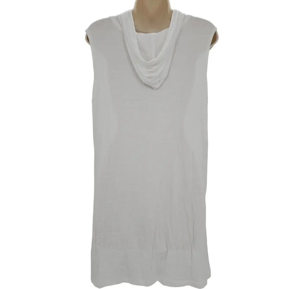 J Valdi Woman size M Kira Slub Sleeveless Full Zip Dress Swim Cover Up White NEW